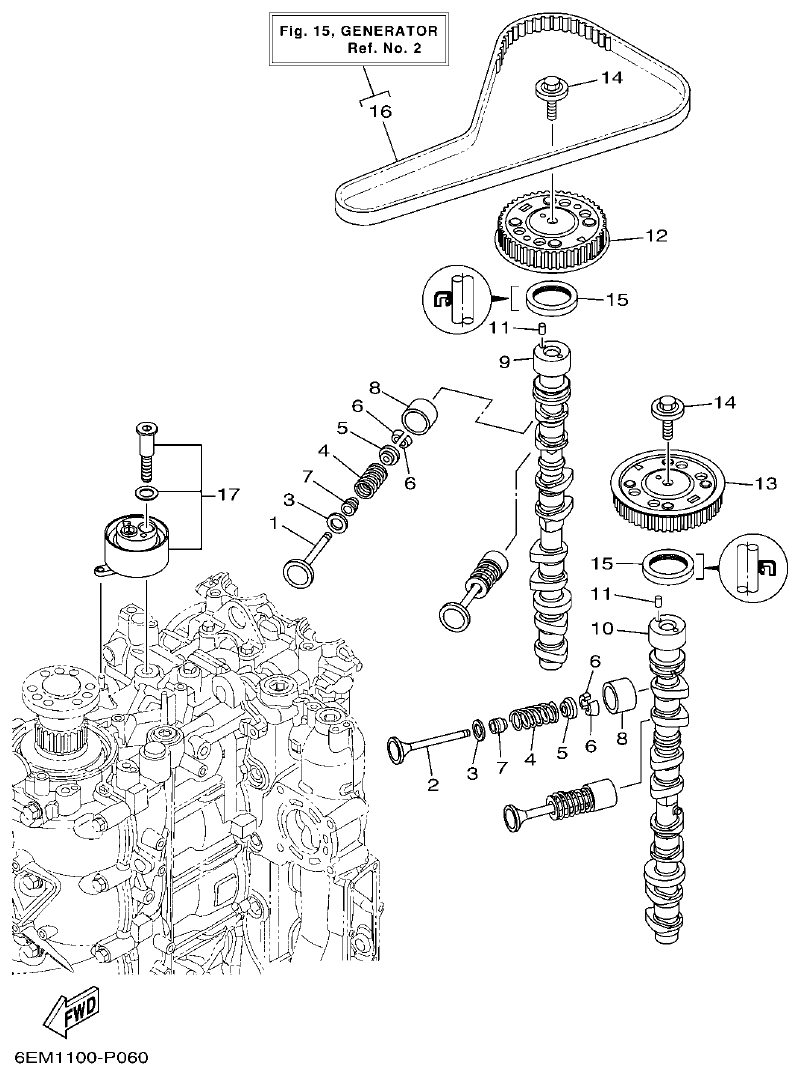 Yamaha F130AET, FL130AET VALVE parts diagram